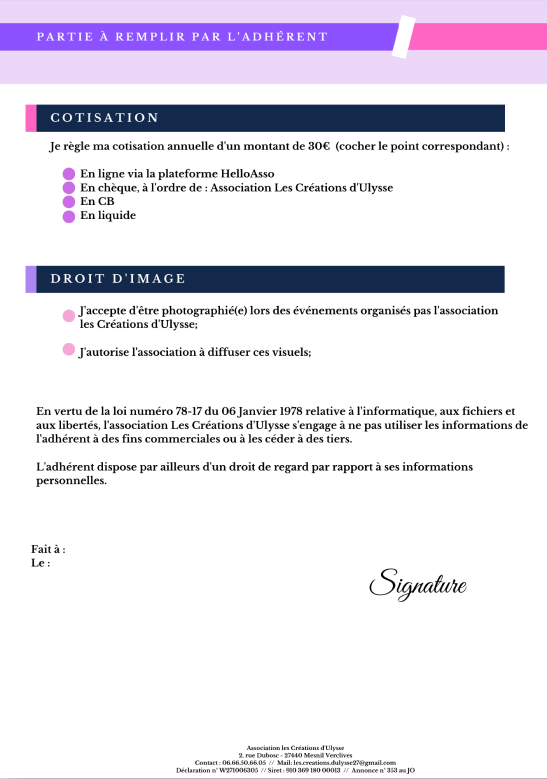 Bulletin d'adhésion page 2